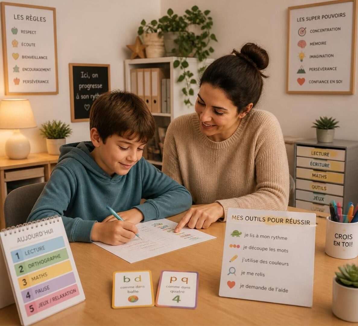 Dyslexie / troubles DYS: comment adapter le soutien à domicile (sans miracle, avec méthode) 1 découvrez des méthodes efficaces pour adapter le soutien à domicile aux enfants avec dyslexie et troubles dys, alliant patience et techniques adaptées pour un accompagnement réaliste et structuré.